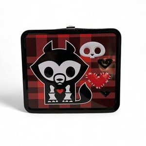 Loungefly Skelanimals Jae the Wolf Metal Lunch Box Red Plaid Tin 2014